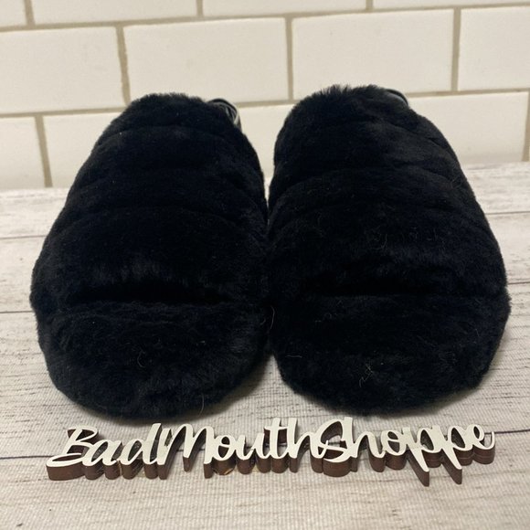*Ugg Fluff Yeah Slide Black White Women's Size 7 - Picture 2 of 9